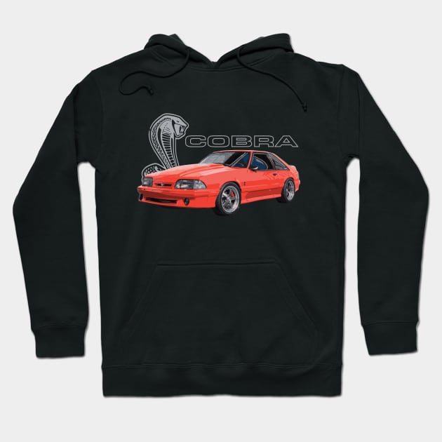 93 Mustang GT 5.0L V8 Fox Body Cobra SVT Red Supercharged USA Mustang Gt Hoodie TeePublic